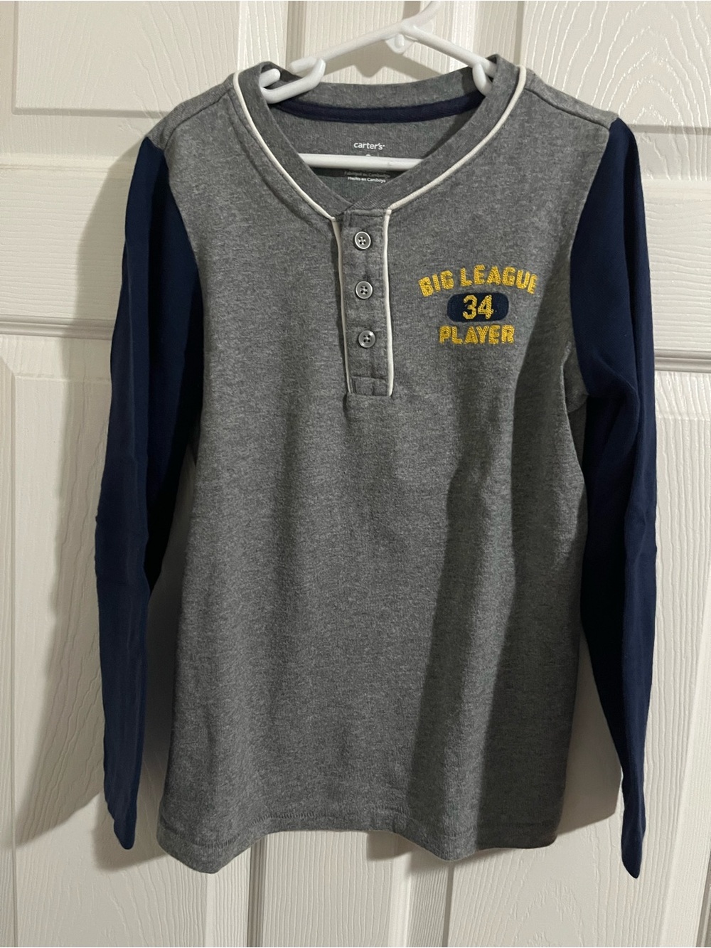 Carter's Gray & Navy 'Big League 34 Player' Long Sleeve Henley
